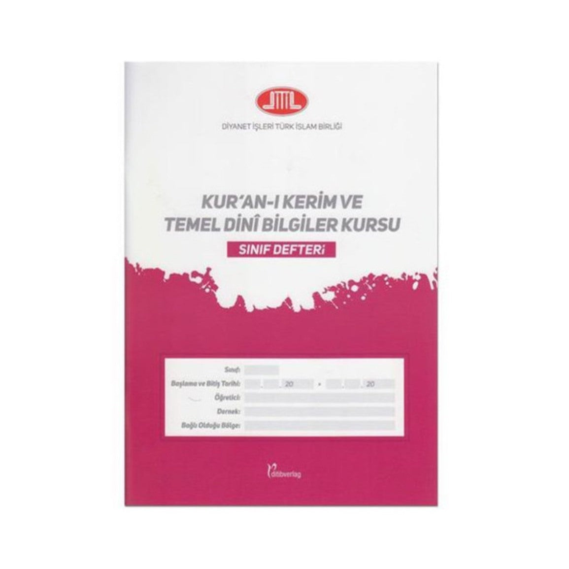 Kur'an-i Kerim ve Temel Dini Bilgiler Kursu sınıf defteri kapağı